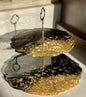 Black and Gold Two-Tier Resin Serving Stand