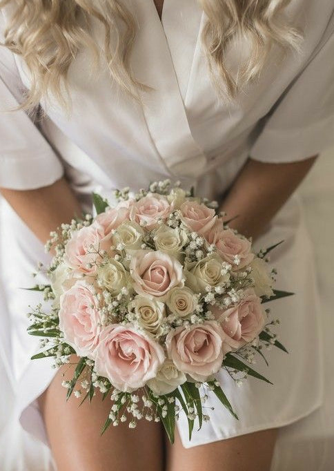 Blush and Ivory Rose Bridal Bouquet